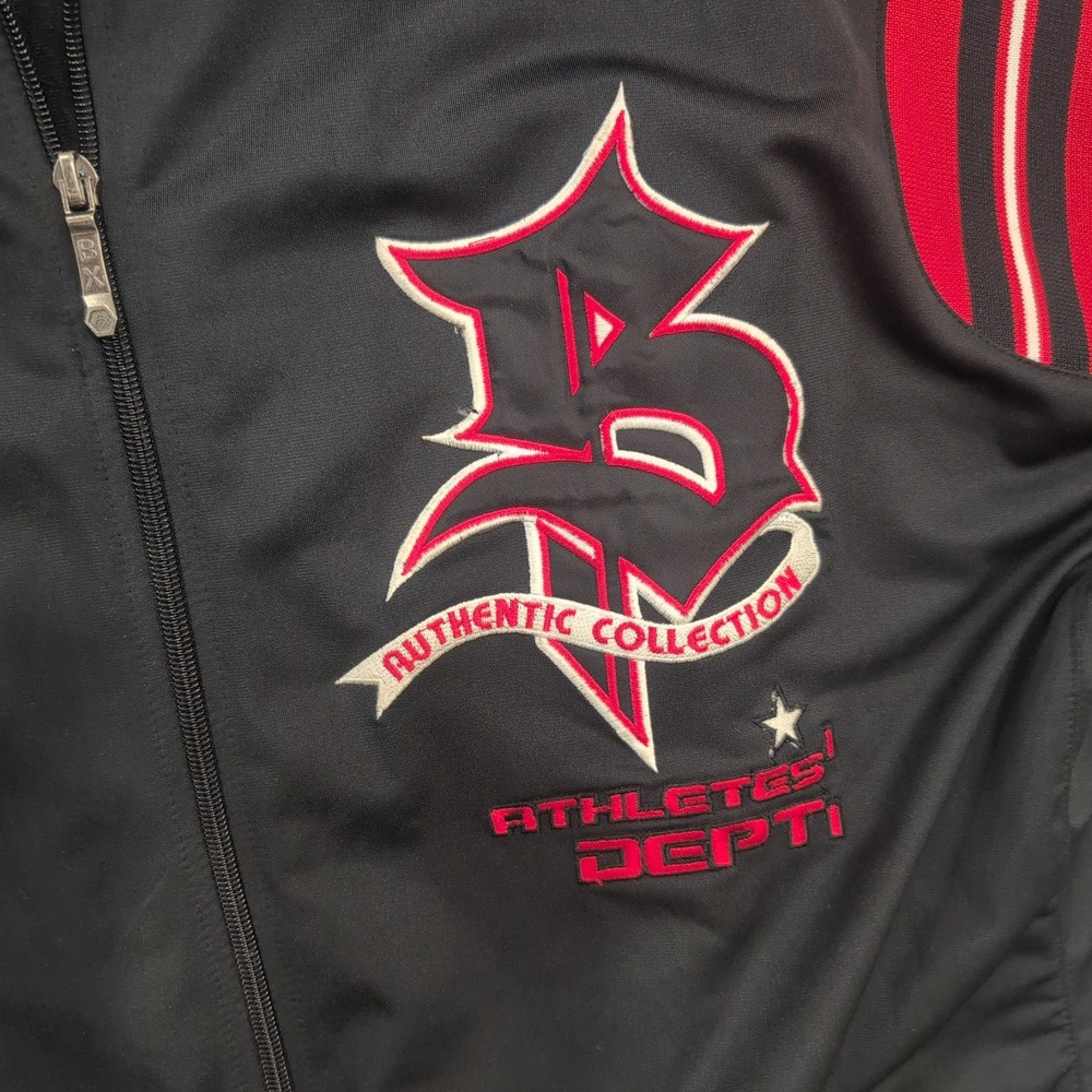 Brooklyn Athletic Dept Athletes Collect Short Sleeve Track Jacket XL Black Red - Picture 3 of 5